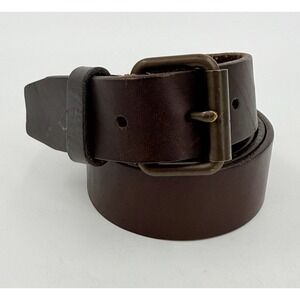 Lands' End Dark Brown Leather Belt Men's Size 44 (52.25" Buckle to Tip) 512121